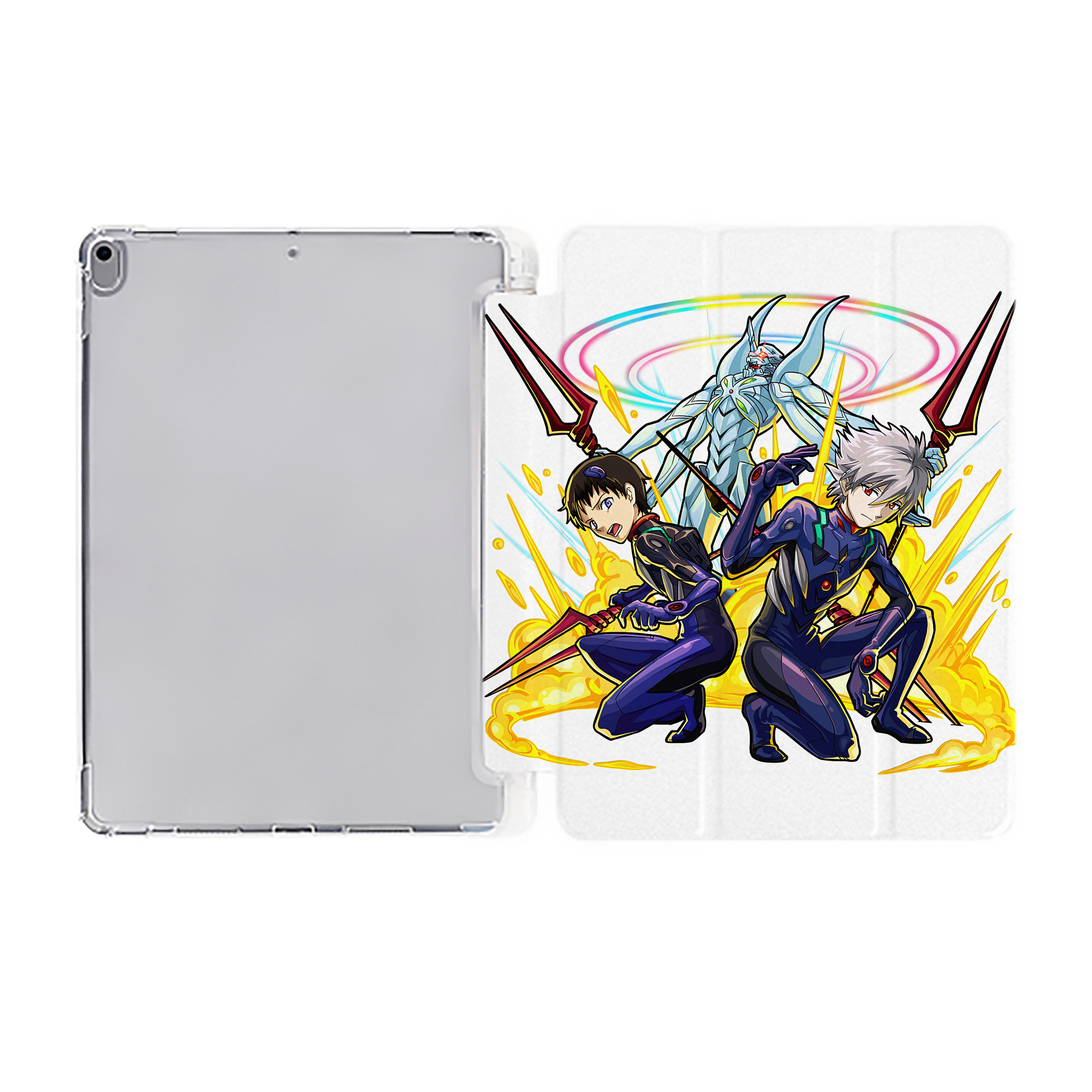 （画像用） EVA 新世紀エヴァンゲリオン IPad ケース ペン収納付き 三つ折りスタンド PUレザー×シリコン 対応機種9.5/10.5/10.9インチ